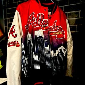 Men's Atlanta Braves Pro Standard Navy Remix Full-Zip Varsity Jacket